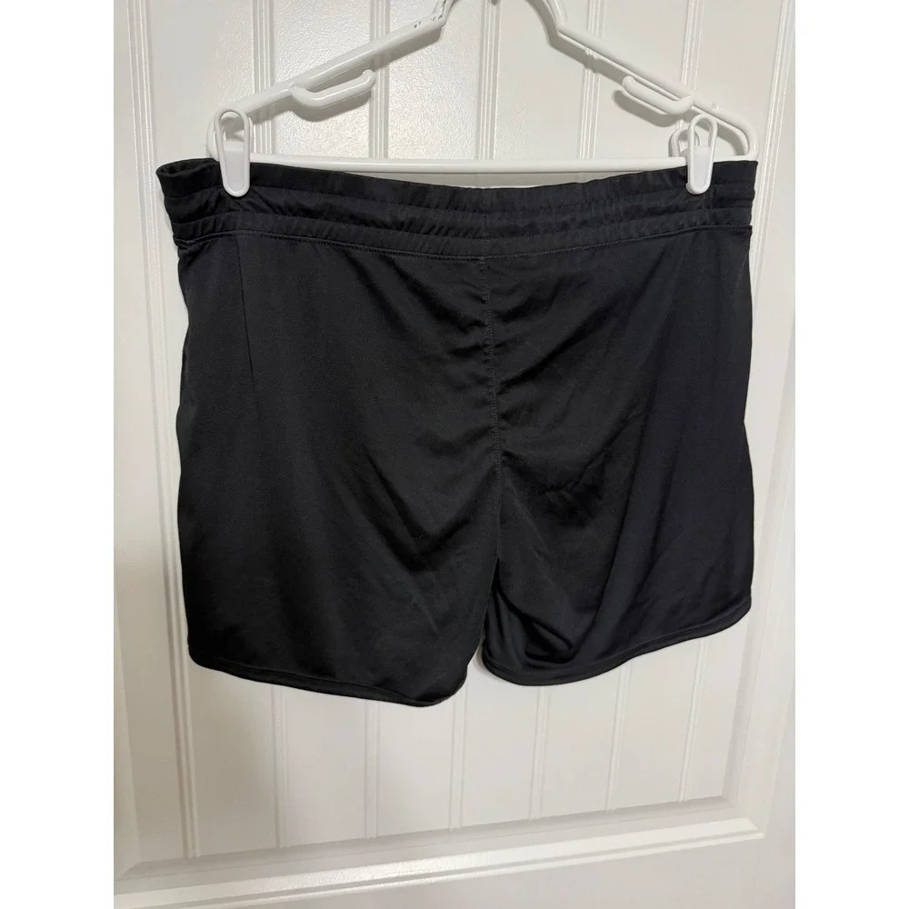 Nike‎ Athletic Shorts Womens Large Black Drawstring Waist Swoosh Logo 5822